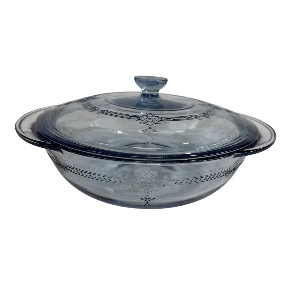 Anchor Hocking Philbe Sapphire Blue Glass 2‎ Quart Casserole Dish with Lid